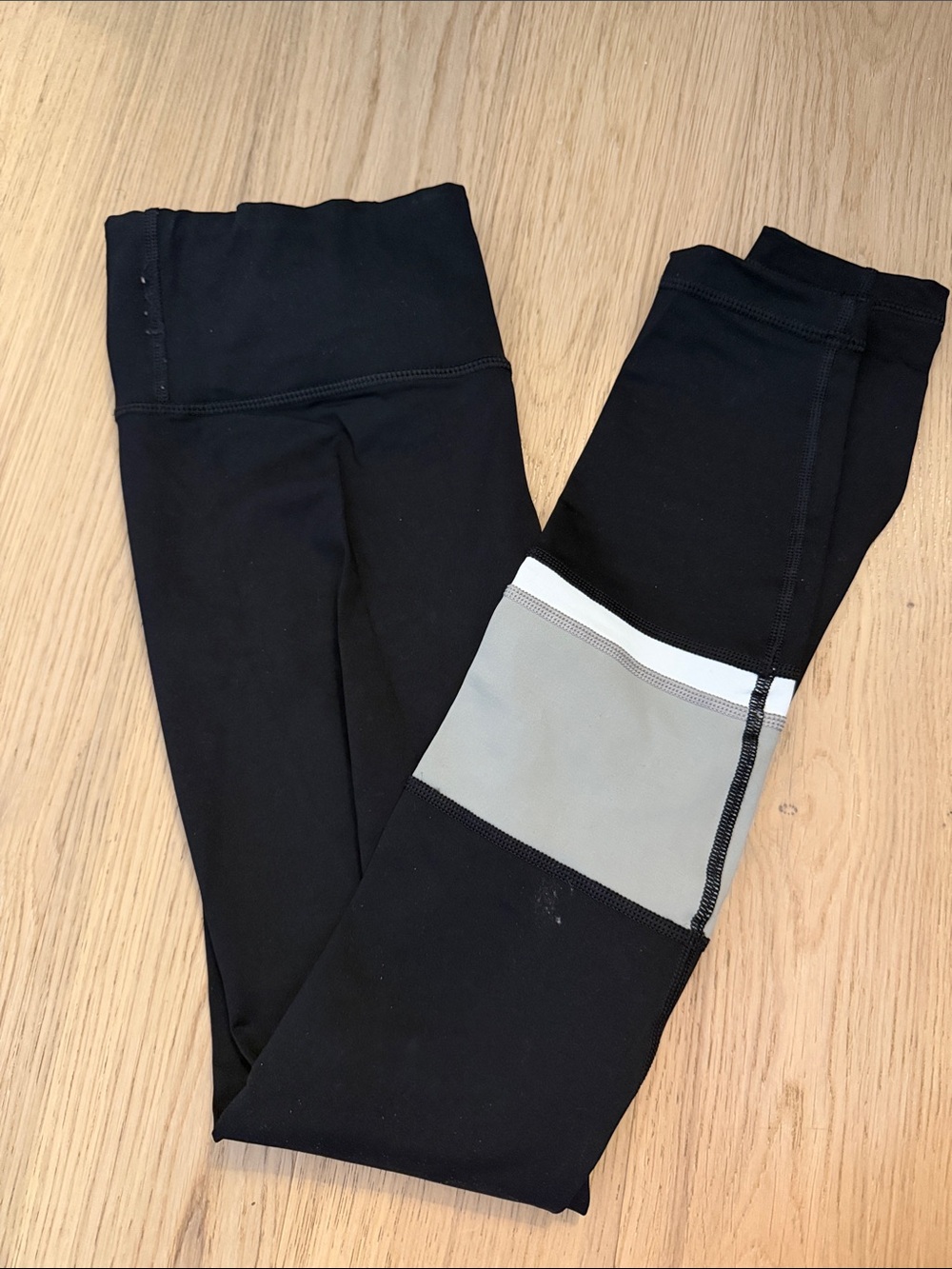 VM Black Leggings with Gray and White Accent Panel